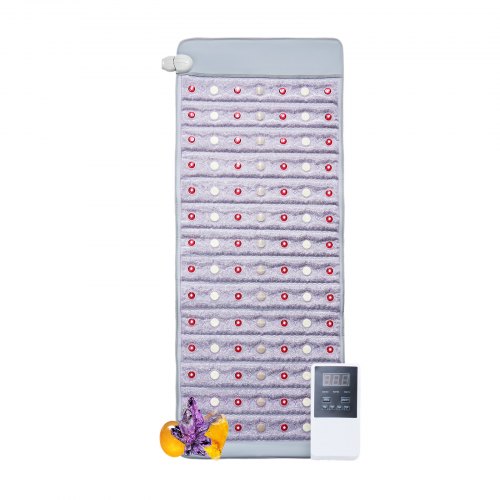 

VEVOR Almohadilla Térmica de Infrarrojos Lejanos, Almohadilla Térmica de Piedras de Jade y Turmalina con Luz de Fotones de 660 nm y Iones Negativos, para Espalda, Cintura y Hombros, 1530 x 615 x 20 mm