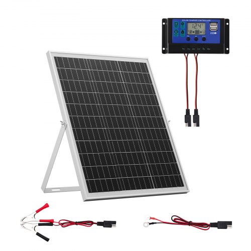 

VEVOR Cargador de Batería Solar 25 W, Células Monocristalinas, Controlador MPPT Externo, Soporte de Montaje Ajustable, Resistencia al Agua IP67, para Coches, Barcos, Autocaravanas y Remolques