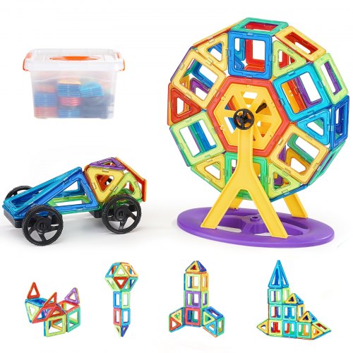 

VEVOR Bloques Magnéticos 123 PCS de Bloques de Construcción Magnéticos juego de Construcción con Grupos de Ruedas y Noria Juguete Apilable de Construcción Educativa STEM para Niños de 3 Años y Mayor