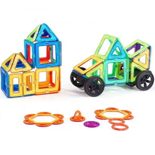 

VEVOR Bloques Magnéticos para Niños, 62 PCS de Bloques de Construcción Magnéticos Juego de Construcción con Ruedas, Juguete Apilable de Construcción Educativa STEM para Niños de 3 Años en Adelante