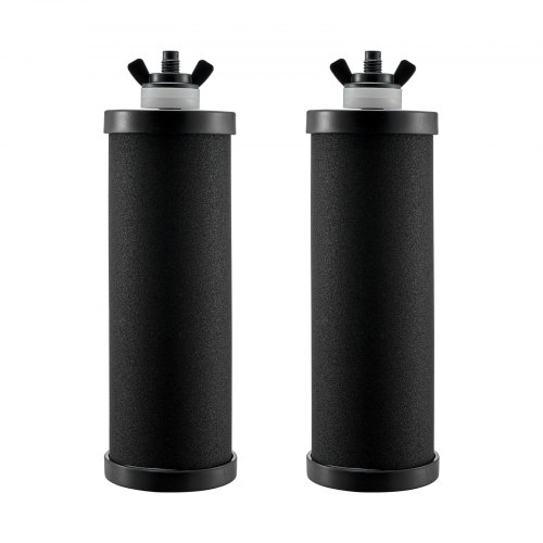 

VEVOR Filtros de Agua de Repuesto 2 Piezas Purificador de Agua Compatible con la Mayoría de las Marcas 2 Filtros de Carbón Activado para Sistema de Filtración de Agua por Gravedad, Negro