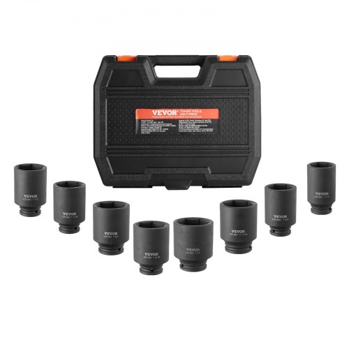 VEVOR Juego de Dados de Impacto para Tuercas de Eje con Estuche de Almacenamiento, Juego de Dados para Tuercas de Eje Métricos de 12 Puntas y 12,7?mm de Profundidad para Reparación de Automóviles