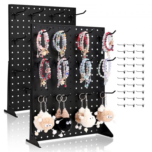 

VEVOR 2 PCS Expositor de Tablero Perforado de 440 x 330 x 114 mm con 30 Ganchos, Expositor Vertical de Escritorio de Acero Laminado en Frío Grueso para Supermercados, Tiendas y Joyerías, Negro
