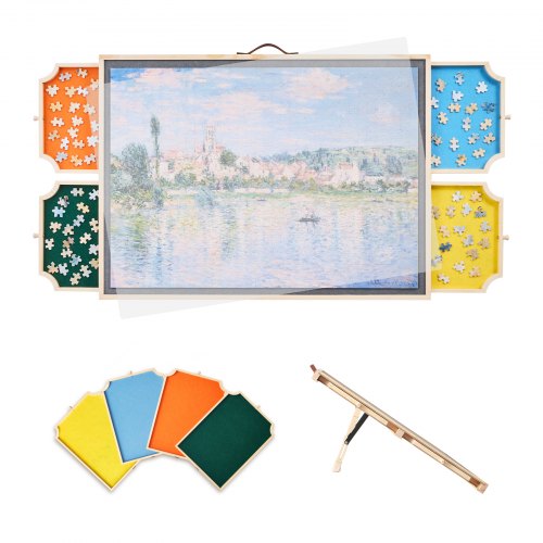 

VEVOR Tablero de Rompecabezas Giratorio de 1000 Piezas con 4 Cajones de Fieltro de Colores y Cubierta, Sistema de Almacenamiento de Rompecabezas, 760 x 560 x 32 mm, para Ocio y Entretenimiento