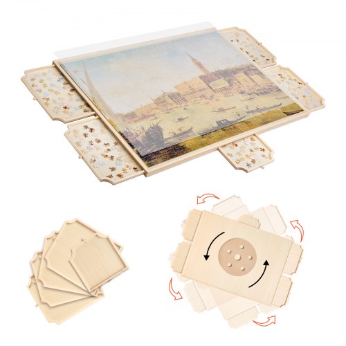 

VEVOR Tablero de Rompecabezas Giratorio de 2000 Piezas con 5 Cajones y Cubierta, Sistema de Almacenamiento Organizador de Rompecabezas, 1045 x 763 x 36 mm, para el Ocio y Entretenimiento, Pino
