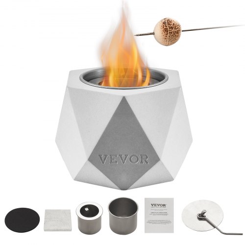 

VEVOR Brasero de Mesa para Chimenea, de Hormigón, para Decoración Interiores y Exteriores, Quemador Portátil de Alcohol Isopropílico, para Patio, Balcón, con Extintor, Gris Claro, 125 x 117 x 105 mm