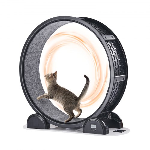 

VEVOR Rueda de Ejercicio para Gatos de 1150 x 395 x 1090 mm, Rueda para Correr para Gatos con Freno y Pista Alfombrada, Podómetro, Cinta de Correr Silenciosa para Gatos de Menos de 13,6 kg, Negro