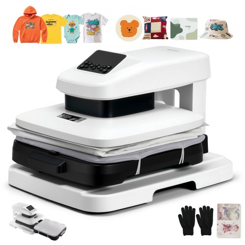 

VEVOR Prensa Térmica Automática para Camisetas, Prensa de Transferencia Térmica con Placa Calefactora de 38 x 38 cm, Liberación Automática, Presión Ajustable y Pantalla Digital, Sublimación, Blanco