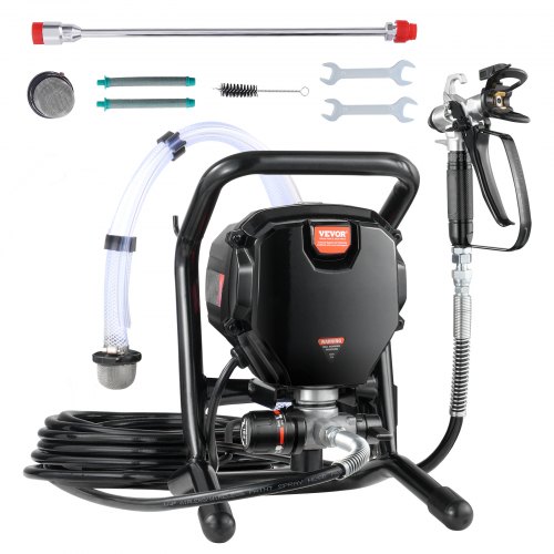 

VEVOR Pulverizador de Pintura 750 W Máquinas Pintura Airless 1,2 L/min Pistola de Pulverización Eléctrica sin Aire Presión Máxima 3000 PSI con Manguera de 7,6 m para Pared, Mueble, Exterior, Interior