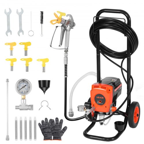 

VEVOR Pulverizador de Pintura sin Aire 900 W 3300 PSI, Máquina de Pintura Airless con Carrito, con Cepillo de Limpieza, Manguera, Tubo de Extensión, Boquillas, para Pintar Exteriores, Interiores