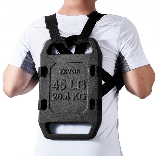 

VEVOR Pesas Sólidas de Hierro Fundido, Placa Individual de 20,4 kg, para Rucking, Columpios, Sentadillas, Entrenamiento de Fuerza y Fitness, Levantamiento de Pesas, 380 x 240 x 44 ± 10 mm, Negro