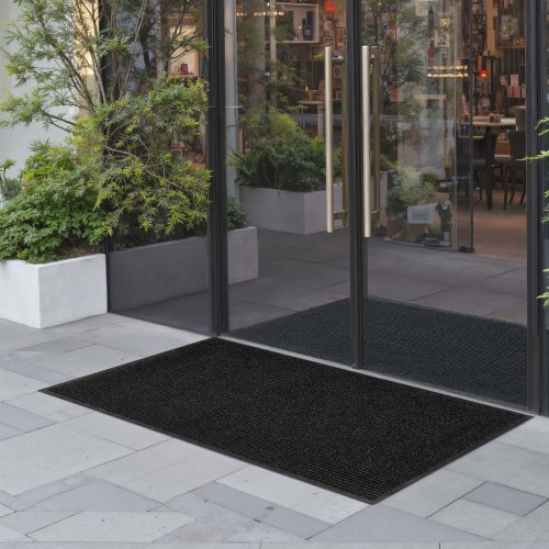 

VEVOR Felpudo para Puerta de Entrada, Interior y Exterior, Elegante Alfombra de Tiras Largas con Reverso PVC, Resistente y Lavable, para Pasillo, Balcón y Garaje, Color Gris, 1524 x 914 x 7 mm