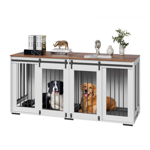 

VEVOR Jaula para Dos Perros 1800x600x861mm con Puertas Corredizas Dobles, Blanco