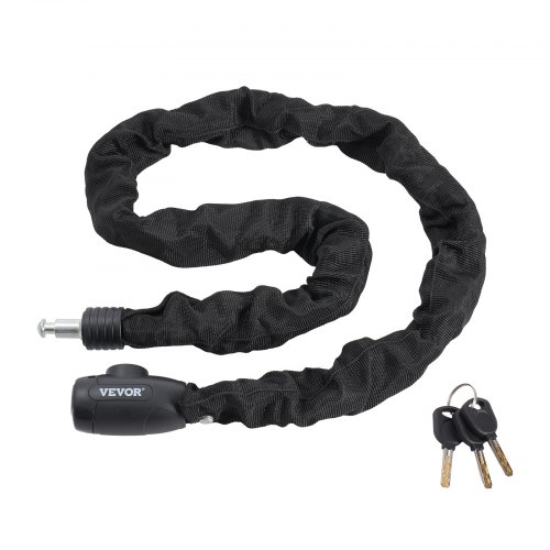 

VEVOR Candado de Cadena Integrado para Bicicleta de φ8 x 1200 mm con 4 Llaves, Candado de Cadena Resistente Antirrobo de Seguridad para Bicicletas, Motocicletas, Scooters, Puertas, Vallas, Portones