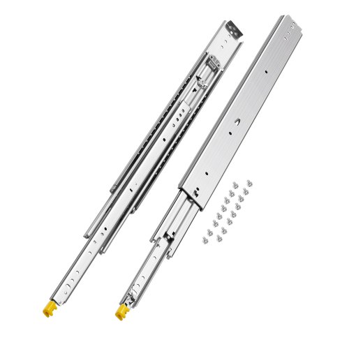 

VEVOR 1 Par de Correderas Dobles para Cajones de Extensión Completa, Carga de 226,8 kg, Rodamiento de Bolas con Riel Deslizante para Cajones de Montaje Lateral con Bloqueo, 793 x 76 x 19,5 mm