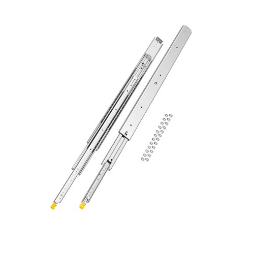 VEVOR 1 Par de Correderas Dobles para Cajones de Extensión Completa, Carga de 226,8 kg, Rodamiento de Bolas con Riel Deslizante para Cajones de Montaje Lateral con Bloqueo, 1150 x 76 x 19,5 mm