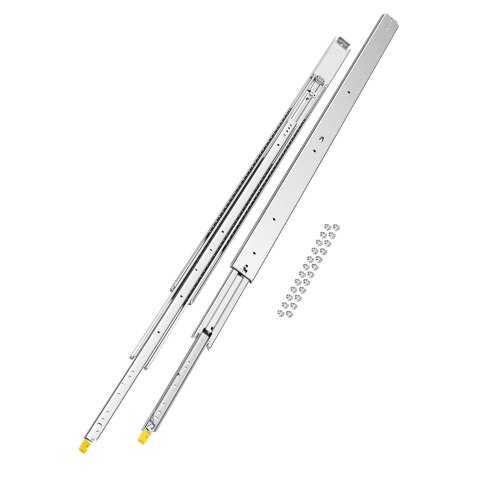 VEVOR 1 Par de Correderas Dobles para Cajones de Extensión Completa, Carga de 226,8 kg, Rodamiento de Bolas con Riel Deslizante para Cajones de Montaje Lateral con Bloqueo, 1555 x 76 x 19,5 mm