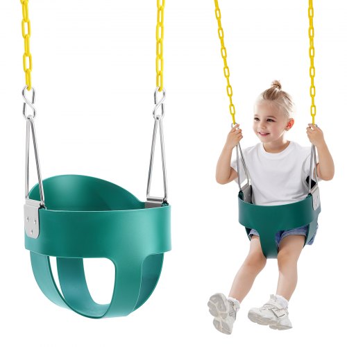 

VEVOR - Columpio para niños pequeños, respaldo alto, asiento tipo cubo completo para bebés con cadenas revestidas y mosquetones, soporta 150 lb, columpio para exteriores para bebés, columpio completamente ensamblado para niños pequeños de 3 años en adelan