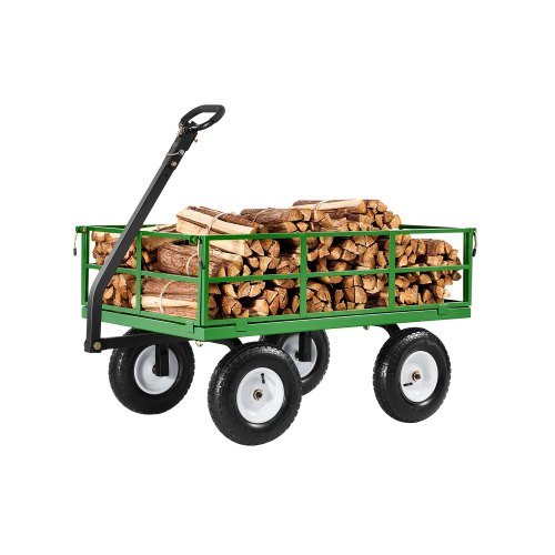 

VEVOR 2 en 1 Carrito Resistente de Jardín de Acero de 2125 x 750 x 670 mm con Neumáticos Todoterreno de 13", Laterales de Malla Extraíbles y Manija Giratoria de 180°, Carga de 544,31 kg, Verde