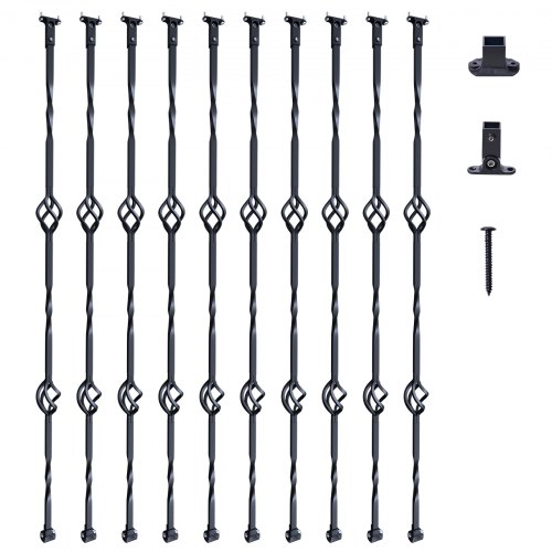

VEVOR Balaustres de Metal para Escaleras Barras Decorativas de Acero Galvanizado 1122 mm 10 Balaustres de Seguridad Estilo Cesta Doble con Zapatas y Tornillos para Barandilla de Escalera en Caracol