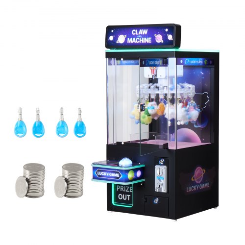 

VEVOR Máquina de Garras 60 W, para Máquinas Recreativas, con Efectos de Luz y Sonido, Modo Clip, para Objetos de hasta 50 g, para Cines, Salas de Juegos y Salones Recreativos, Negro y Morado