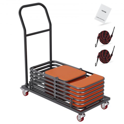 

VEVOR 12 sillas plegables, plataforma rodante de almacenamiento, sillas plegables, estante de hierro resistente