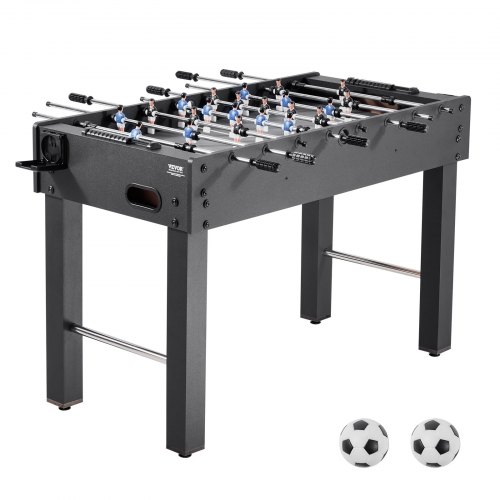 

VEVOR Mesa de Futbolín, Tamaño Estándar, Ideal para Interiores, Hogar, Familia y Sala de Juegos, Juego de Fútbol Resistente, Incluye 2 Pelotas, Marcador y 2 Portavasos, 1212 x 610 x 838 mm, Negro