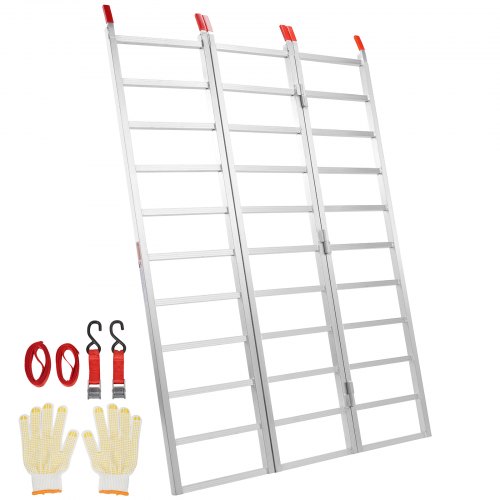 

VEVOR Rampas de Carga de Aluminio 0,7 T Rampa de Acceso de 3 Pliegues con Correas de Carga, Riel de Carga Plegable para Motocicleta, Tractor, ATV, camión, cortacésped, quitanieves, 196x138 cm