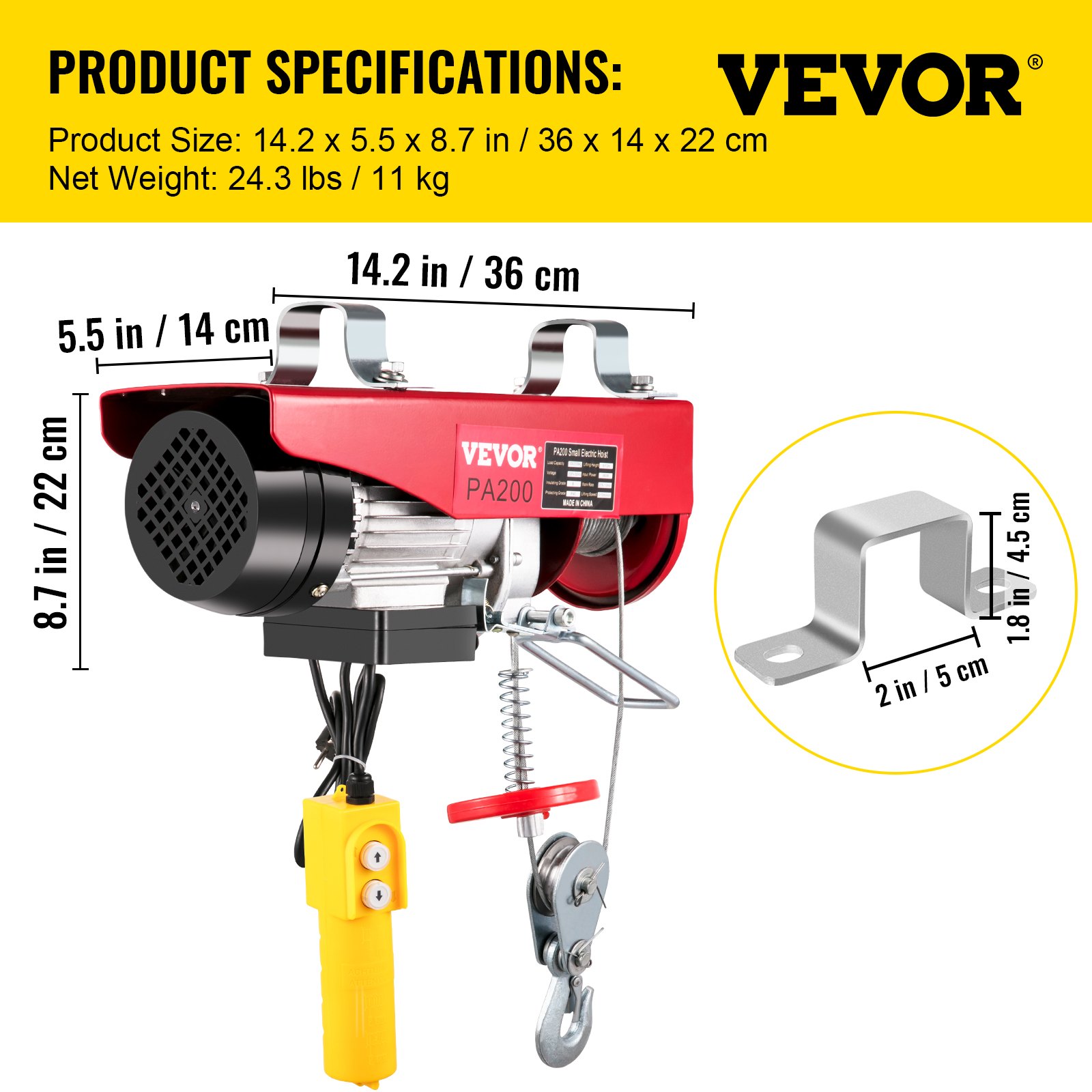 Vevor 200kg 440lbs Brazo Para Polipasto Eléctrico Longitud Del Soporte De Poste De Montaje En 7654