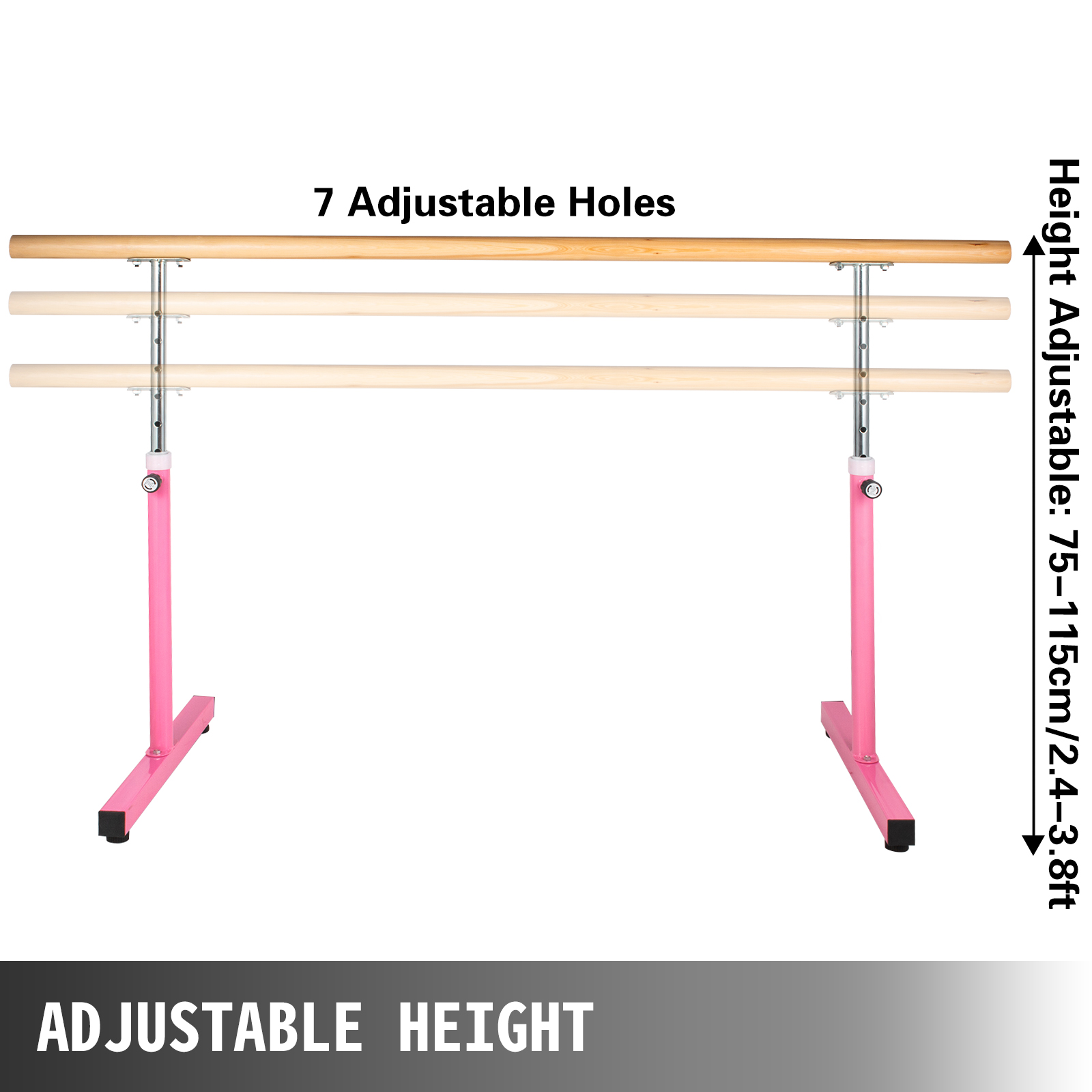 Barra De Ballet Portátil Independiente 4ft, Altura Ajustable Negro