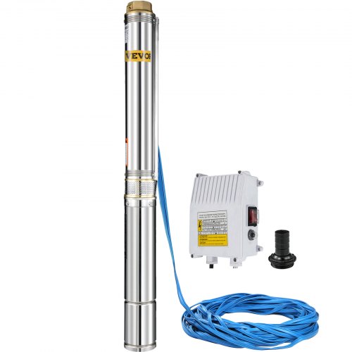 Pompe à eau immergée 1100 W, 10800 l/h - Débit max. : 54 m - Diamètre de la pompe : 95 mm - Boîtier en acier inoxydable Pompe de puits profonde Pompe tubulaire 