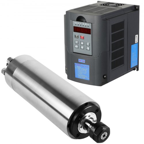 VEVOR Kit de Moteur de Broche Fraisage Refroidi à l'Eau Convertisseur Fréquence 1,5KW, Moteur de Bro