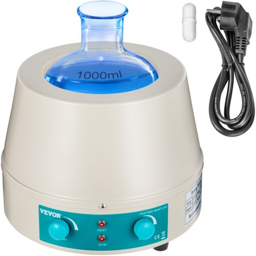 VEVOR Agitateur Magnétique 1000ML Manteau Chauffant 350W Manteau Chauffant Agitateur Affichage Numérique pour flacon à fond rond