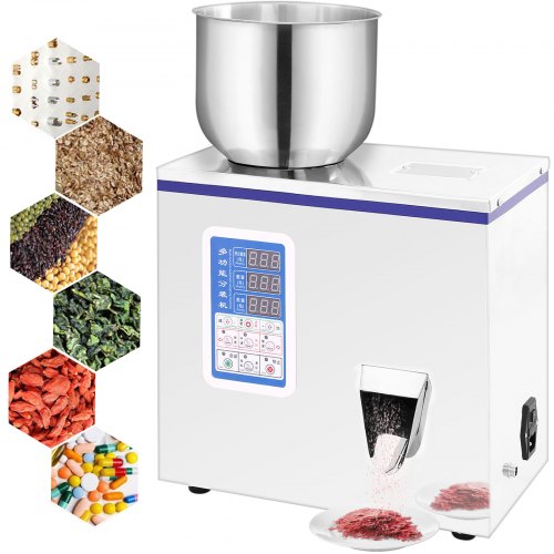 VEVOR Machine de Remplissage de Poudre 100g Machine de Remplissage de Particule en Acier Inoxydable 50W Processus de Pesage Machine pour Emballage de Particule Farine Café en Poudre Chimique Sèche