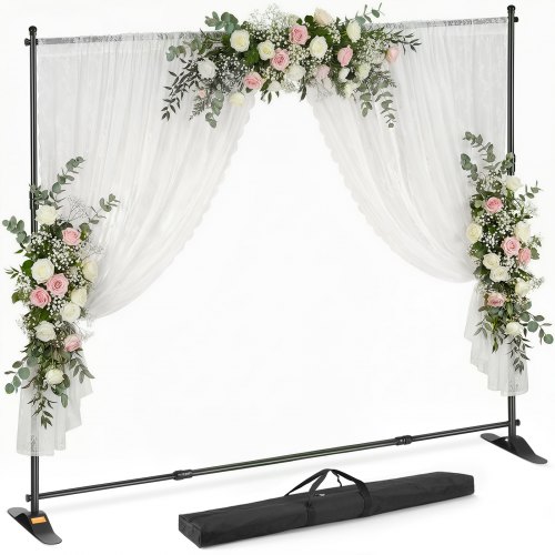 VEVOR Step and Repeat 243.8 x 243.8 cm - 304.8 x 243.8 cm Backdrop Banner Stand Adjustable Telescopic Height and Width Retractable Banner Stand with Carrying Bag