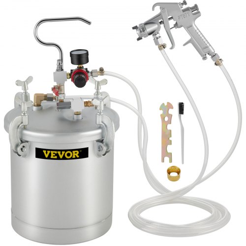 

VEVOR Réservoir de Peinture sous Pression 10 L avec Pistolet de Pulvérisation, Pot de Peinture sous Haute Pression avec 2 Tuyaux de 3 m, Forte Capacité d'Étanchéité Seau Pulvérisateur pour Peinture