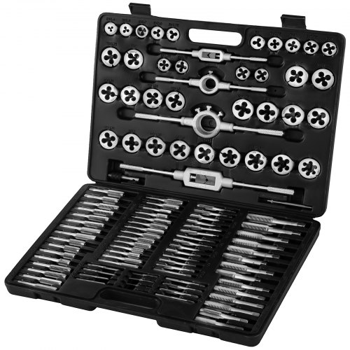 VEVOR Jeu de tarauds et filières, Tap métrique et meurent fixés, Pro 110 pcs Tungsten, Outil de Tara