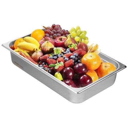 

VEVOR Bac Gastronorme GN 1/1 13,9 L, Récipient Inox pour Bain-marie 0,8 mm d'Épaisseur, Bac Inox Alimentaire 10,7 cm Profondeur, pour Fours à Convection, Réfrigérateurs, Stockage, Restauration