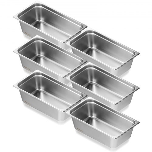 

VEVOR 6PCs Bac Gastronorme GN 1/1 Récipient Inox Bain-marie 15 cm Profondeur