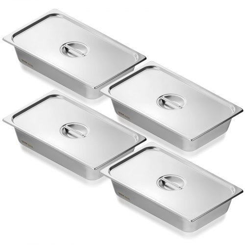 

VEVOR 4PCs Bac Gastronorme GN 1/1 Récipient Inox Bain-marie 10,7 cm Profondeur