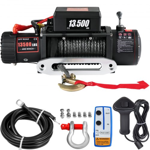 VEVOR Treuil Quad Électrique 12v 13500lbs/ 6123KG avec Télécommandes (1 Sans Fil 1 Câble), Corde Synthétique 24m, Vitesse 3.5m/min, Nouvelle Boîte de Contrôle Etanche Design Orange Pour Tout-terrain
