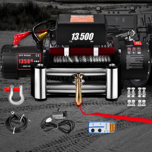 Treuil Electrique 6123KG/13500lbs 12V Télécommande Corde Traction 4X4 Voiture
