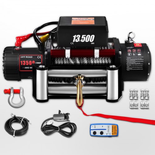 VEVOR Treuil Electrique 6123KG/13500lbs 12V Télécommande Corde Traction 4X4 Voiture
