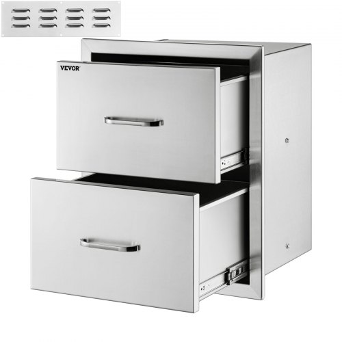 Porte d'Accès Tiroirs Doubles pour Cuisine extérieure Rangement 35,5x36,5x58cm
