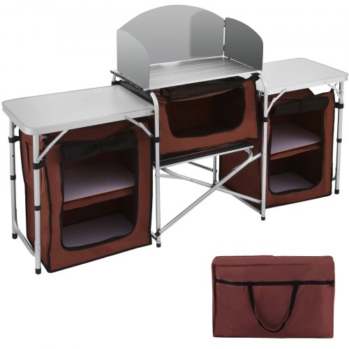 VEVOR Cuisine de Camping Exterieure Meuble de Jardin Pliable Placard de Rangement Réglable pour Camping