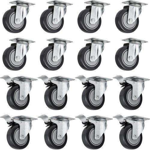 VEVOR 16 pcs Roulettes Pivotantes Robustes, Roulettes de Chariot Pivotantes en caoutchouc de 5, Roul