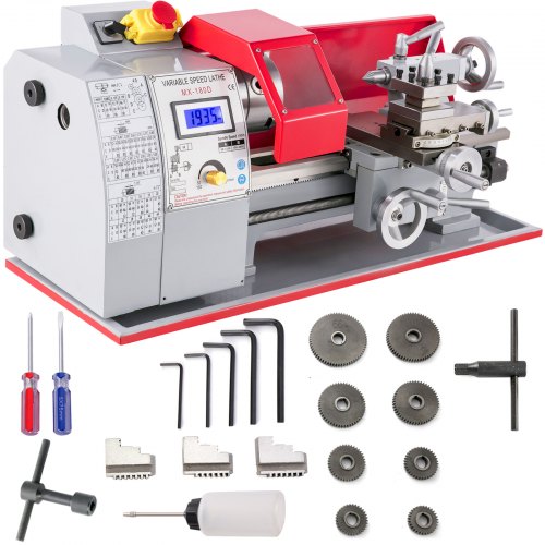 VEVOR Mini Tour à Métaux 600W Haute Précision 7x12 pouces Mini tour à 2500 tours/minute avec vitesse variable Manchon de la contrepointe 25 mm (7 x 12 pouces 600W)