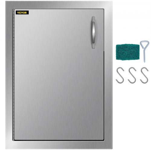 VEVOR Porte pour Cuisine d'Extérieur Acier Inoxydable 304 Porte pour îlots de Barbecue 41x57 cm Porte Simple pour Cuisine en Plein Air avec Trous pour Crochets Fermeture Vaisselle BBQ