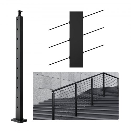 

VEVOR Poteau de garde-corps escalier à câble trou incliné 30° 91,4x2,5x5 cm noir