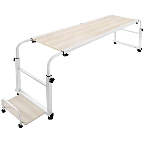 1m Table D'ordinateur Sur Lit Mdf + Acier Avec Roulettes Avec Palette De Boîte